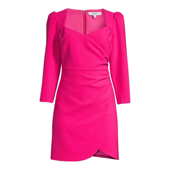 NEW Likely Kygo Mini Dress Padded Shoulders Sweetheart Neck Fuchsia Size 2 - Picture 8 of 10